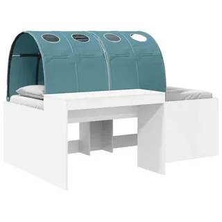 vidaXL Hochbett mit Schreibtisch für Kinder 3 Stk. Weiß und Hellblau - Weiß