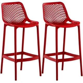 CLP Barhocker 2er Set 45 x 105 x 53 cm Rot