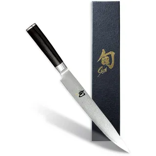 KAI Shun Classic japanisches Schinkenmesser 23 cm Klingenlänge - Damastmesser 32 Lagen VG MAX Kern - 61 (±1) HRC - Pakkaholzgriff - Made in Japan - Fleischmesser geschmiedet