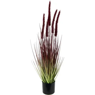 Künstliches Fuchsschwanzgras 65 cm – Kunstgras im Topf mit roten Blütenrispen – Dekogras künstlich für Wohnzimmer, Büro & Eingangsbereich – Pflegeleichte Kunstpflanze – 65 x 16 x 16 cm