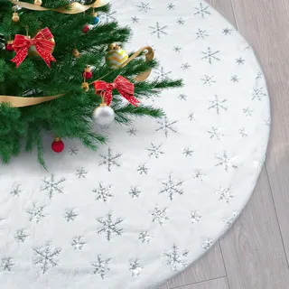 Weihnachtsbaumdecke Rund, Weihnachtsbaumdecke für Christbaumschmuck, Weihnachtsbaumdecke Christbaumdecke, Tannenbaum Decke mit Schneeflocke Pailletten Teppich für Weihnachten Dekorationen