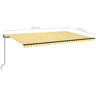 vidaXL Automatisch Gelenkarmmarkise 500 x 350 cm gelb/weiß 3069228