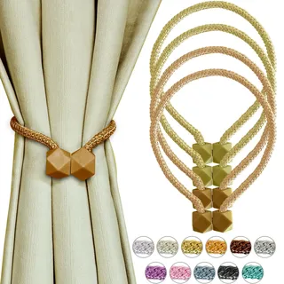 Yazikisa Magnetische Vorhang Raffhalter 4 Stück Raffhalter für Vorhänge Gardinen Halter Seil Drapierte Magneten Europäischen Stil Kinderzimmer Wohnzimmer Dekoration Gelb Orange