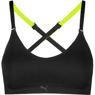 Sport-Bustier PUMA "PUMA WOMEN 3D KNIT SPORT TRIANGLE TOP", Damen, Gr. XS, N-Gr, schwarz, Single Jersey, Obermaterial: 89% Polyamid, 11% Elasthan, BHs Sport-Bustier, wendbare und verstellbare Träger für einen personalisierten Look
