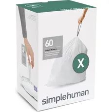 Simplehuman Müllbeutel X 80 l, 60 Stück, Abfallsack, Weiss