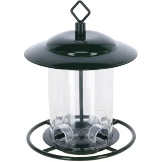 Kerbl Hobbyfarming 87038 Vogelfutterhaus Dillenberg, 17,5x17,5x21,5 cm | Füllmenge 0,9 l, schwarz, Futterstandskontrolle dank durchsichtigem Silo, inkl. Aufhängehaken, Futterhaus, Vogelhaus