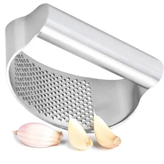 hausleben Knoblauchpresse Edelstahl, Knoblauchwippe für Knoblauch & Ingwer, Rostfrei, Spülmaschinengeeignet, Ergonomischer Knoblauchzerkleinerer, Garlic Press Rocker, Leicht zu Reinigen