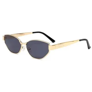 EJDHA Vintage Damensonnenbrille mit goldenem Metallrahmen, Cat-Eye-Sonnenbrille, dekorative Outdoor-Sonnenbrille, UV-Schutz