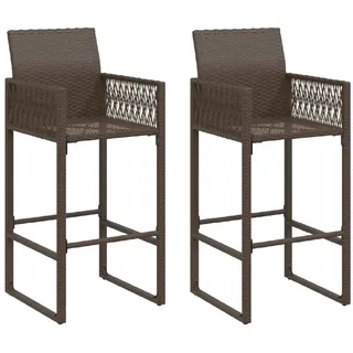 vidaXL Garten-Barhocker 2 Stk. Braun Poly Rattan - Braun
