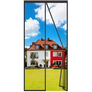 Auxmir Fliegengitter Balkontür Magnet, Insektenschutz Fliegenvorhang 90x240cm, Extra Starke Magnete, Verdickt Magnetvorhang ohne Bohren für Balkontür Wohnzimmer Terrassentür, Schwarz
