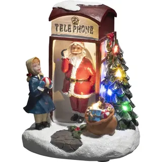 Konstsmide LED Szenerie Weihnachtsmann in Telefonzelle, mit an/aus Schalter, 6h Timer, 5 Bunte Dioden, batteriebetrieben, Innen, 0, 32W, Batterie: 3 x AAA 1, 5V (exkl.) - 4211-000