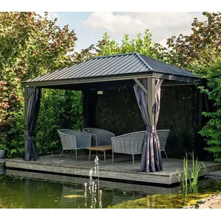 Sojag Gartenpavillon 4,83 x 5 m inkl. Moskitonetz Dunkelgrau