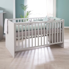 Bild Kombi-Kinderbett Lea 70 x 140 - Babybett 3-fach höhenverstellbar - umbaubar zum Kinderbett - Holz in Beige/Grau lackiert