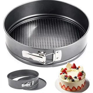 BRIMOREA Springform 24 cm Rund, Antihaft Kuchenform Rund, Käsekuchenform Backform Klein Tortenbackform für Käsekuchen, Torten, Pie, pizza Cake im Heißluftfritteuse Airfryer & Ofen
