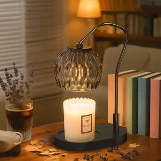 WYghyronic Kerzenwärmerlampe mit Timer und 4 Helligkeitsstufen, Elektrischer Kerzenwärmer für Glaskerzen, Wohnaccessoire, Schwarz, Inklusive 2 Glühbirnen
