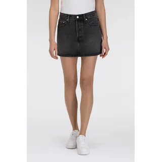 Levi's Jeansrock "ICON SKIRT", Damen, Gr. 27, schwarz mirror, Web, Obermaterial: 100% Baumwolle, kurz, Röcke Jeansrock, mit Used-Effekten und ausgefransten Kanten
