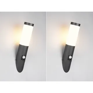 2er Set LED Außenwandleuchten mit Bewegungsmelder aus Edelstahl Schwarz, H: 39cm - Schwarz