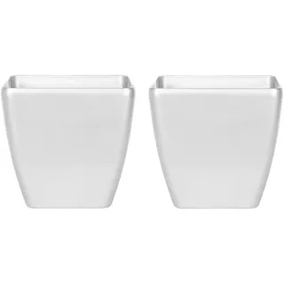 Beliani Blumentopf2Er-Setsilberquadratisch 42/42/41cm Astras , Silberfarben , Stein , 41 cm , Dekoration, Blumen & Blumentöpfe, Übertöpfe