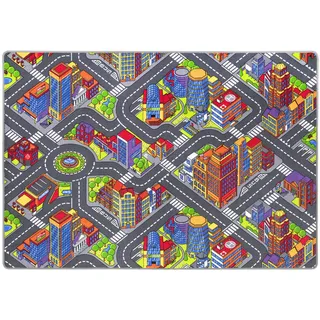 andiamo 293371 Kinderteppich Game City Bunt, Teppich mit detailiertem Straßenmotiv, Größe:140 x 200 cm