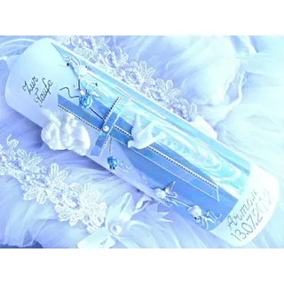Taufkerze Kommunionkerze Junge Mädchen 250/70 mm VT-06 inkl. Zubehör für selbstbeschriften