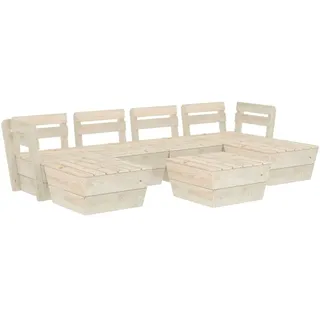 vidaXL 7-tlg. Garten-Paletten-Lounge-Set Imprägniertes Fichtenholz - Beige