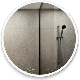 Coloray – Badspiegel Schminkspiegel Hängespiegel - Wandspiegel Ø90cm - Weiß Rahmen - Rund Groß Spiegel - Weiß