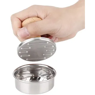 HERCHR Burgerpresse Edelstahl, BBQ Burgerpresse Edelstahl Burger Smasher Burger Pattie Presse, Antihaft Hackfleischpresse Perfekter Pattie Maker Mit Holzgriff 7,8 cm/3,1 Zoll