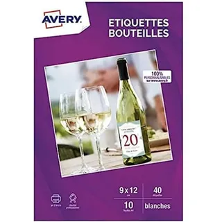 AVERY - 40 selbstklebende Etiketten für Flaschen, Format 90 x 120 mm, Tintenstrahldruck
