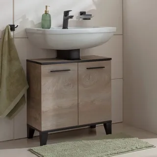 Fackelmann Waschbeckenunterschrank TE-A 60,2 cm x 63,2 cm x 32 cm Nature Oak