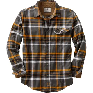 Legendary Whitetails Herren Buck Camp Flanell Langarm Plaid Button Down Freizeithemd Cordbündchen, Platin kariert, 3X-Groß