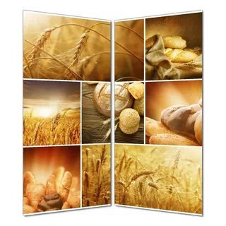 Wallario selbstklebende Duschrückwand 180 x 200 cm mit Motiv Getreide und Brotsorten aus Weizen - Wandverkleidung mit Hochglanzlaminat in Glasoptik - Braun