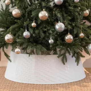 Weihnachtsbaumrock weiß 71cm - Kunststoff Schutz für Christbaum im Korb - Wasserdicht & Faltenfrei - Weiß