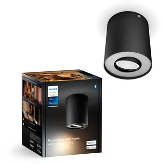 Philips Hue White Ambiance Pillar 1er Spot Erweiterung, inkl. GU10 LED-Lampe, steuerbar via App, kompatibel mit Amazon Alexa (Echo, Echo Dot), schwarz, neue Generation
