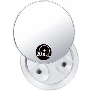 LATRAT Vergrößerungsspiegel, 20 x 3 x Saugnäpfe, enger Spiegel für präzise Make-up-Details, super Vergrößerung 15 cm, rund, konkaver Spiegel