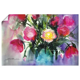 Artland Poster »Pfingstrosen in Vase« Arrangements 1 Stk. tlg. als Leinwandbild, Poster in verschied. Größen, rot