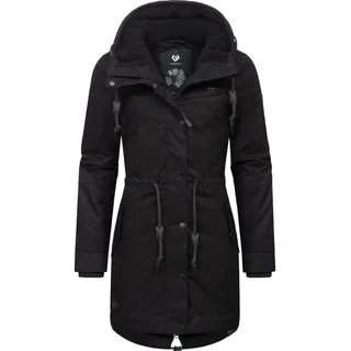 Ragwear Damen langer Mantel warme Winterjacke mit Kapuze YM-Canny Black22 Gr. M - M