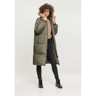 URBAN CLASSICS Damen TB2382-Ladies Oversize Faux Fur Puffer Coat Jacke, Mehrfarbig (Darkolive/beige 01481), Small