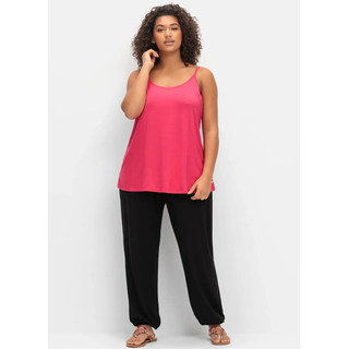 Schlupfhose SHEEGO, Damen, Gr. 48, Normalgrößen, schwarz, 95% Viskose, 5% Elasthan, unifarben, Hosen Schlupfhose