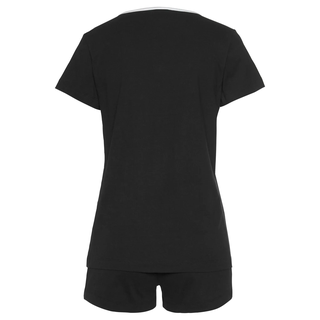 Shorty PEANUTS, Damen, Gr. 44/46, schwarz, Single Jersey, Obermaterial: 100% Baumwolle, bequem kurz, Rundhals, Homewear-Sets Shorty, mit Snoopy Druckmotiv, Topseller