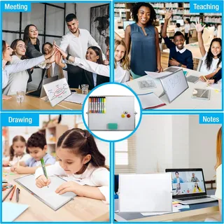 40 x 30 cm doppelseitiges magnetisches weißes Board - GRATIS Whiteboard-Stift-Set + magnetischer Radierer - tragbares Mini-Desktop-Whiteboard für das Büro (A3-Format)