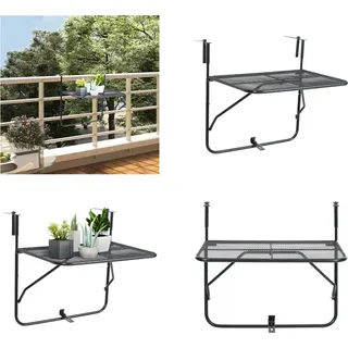vidaXL Balkontisch Schwarz 60x40 cm Stahl - Balkontisch - Balkontische - Beistelltisch - Beistelltische - Schwarz