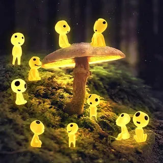 SSyang 10 Stück Waldgeister Gartendeko, Leuchtende Gartendeko Figuren Elfen, Mini Kunstharz Prinzessin Figuren, für Garten Topfpflanze, Micro Landschaft (Gelb)