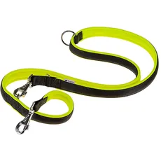 Ferplast Hundeleine ERGOFLUO, Trainingsleine für Hunde, Hundeleine Mittelgroße Hunde, Ergonomisch Gepolsterter Griff, Metallkarabinerhaken, aus Nylon, 200 cm, Gelb