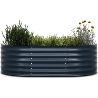 Blumfeldt High Grow Extended Hochbeet - Ergonomisches 300-l-Hochbeet aus Rostfreiem Galvalume-Stahl, 150 x 60 x 43 cm, Anthrazit - Rückenschonend und Wetterfest für Garten, Kräuter und Gemüseanbau - Grau