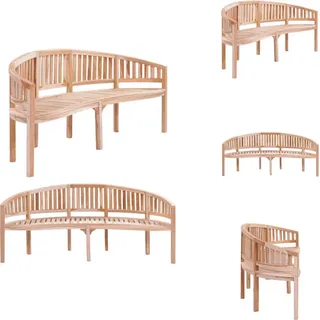 vidaXL Bananenbank 200 cm Massivholz Teak - Gartenbänke - Braun