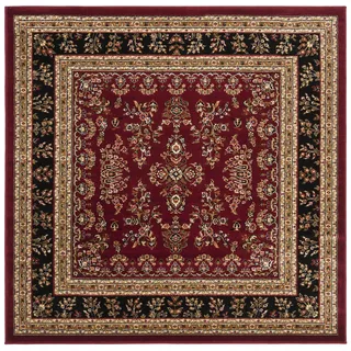 SAFAVIEH Traditionell Teppich für Wohnzimmer, Esszimmer, Schlafzimmer - Lyndhurst Collection, Kurzer Flor, Rot und Schwarz, 120 x 120 cm