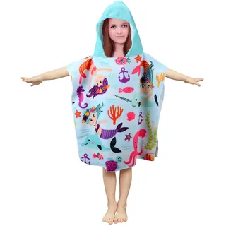 JORAKI Badetücher Kinder mit Kapuze, Mikrofaser Poncho Handtuch Kinder Strandtücher Schwimmen Pool Handtuch Badetuch Duschtücher Bademantel für Mädchen, Jungen Kleinkind 2-8 Jahre alt