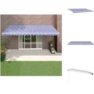 vidaXL Markise Einziehbar Blau und Weiß 5x3 m Stoff und Aluminium - Markisen - Blau