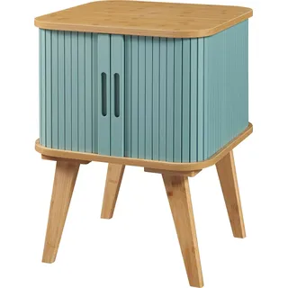 [en.casa] Beistelltisch Tysvær 58x45x45 cm Bambus/Blau