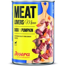 Bild Meat Lovers Menu Duck with Pumpkin | Nassfutter für Hunde | hoher Fleischanteil | getreidefrei | saftige Ente, leckeres Huhn und schmackhaftes Rind & Kürbis | Alleinfuttermittel | 6 x 400 g
